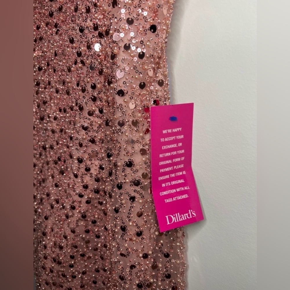 GB Social Rose Gold Sequin Mini Dress Junior Size 1 Homecoming Prom Cocktail - Picture 2 of 10